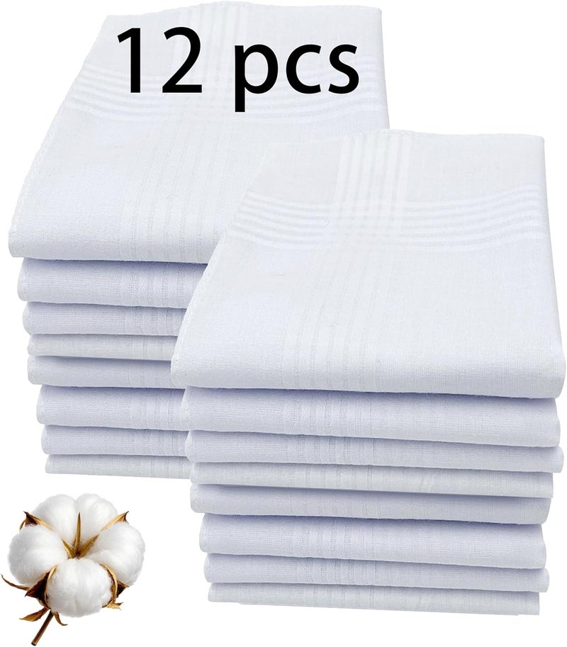 ARKBAODAN Store 16x16 Inch Handkerchiefs for men 100% Soft Cotton White Hankie handkerchief bulk father's day gifts - Image 1